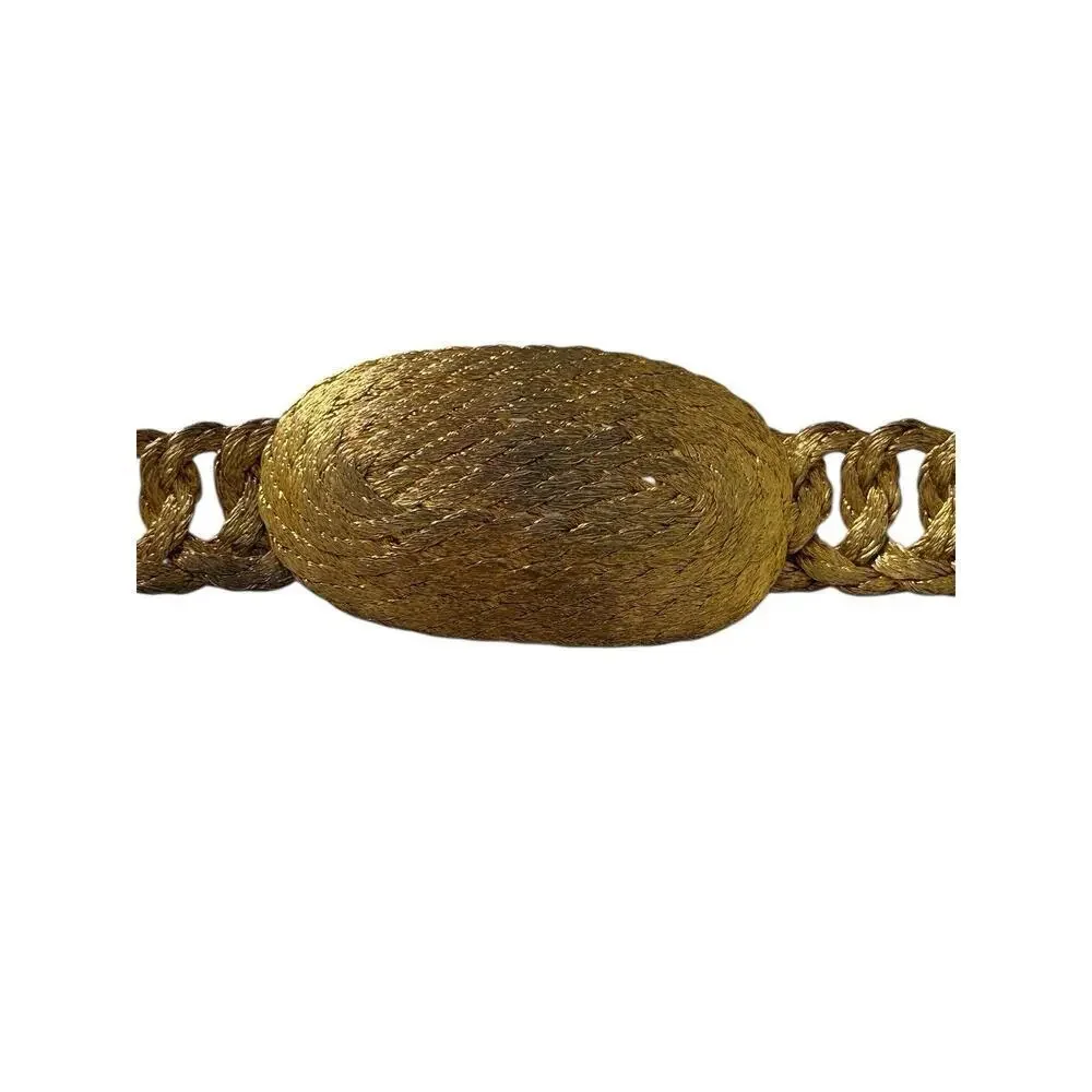 Faux Gold Lame’ 23” Braided Woven Wire Adjustable Belt Vintage Fashion Skinny